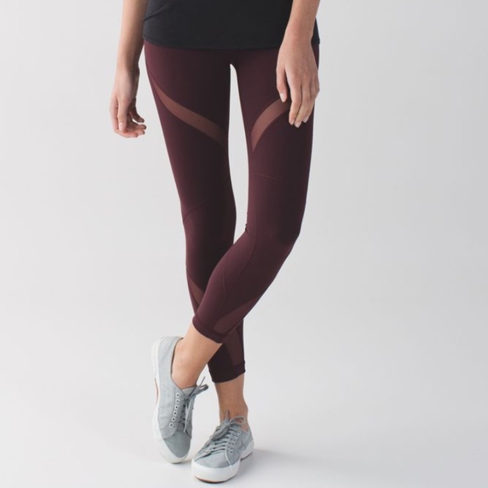 Maroon luon with mesh leggings